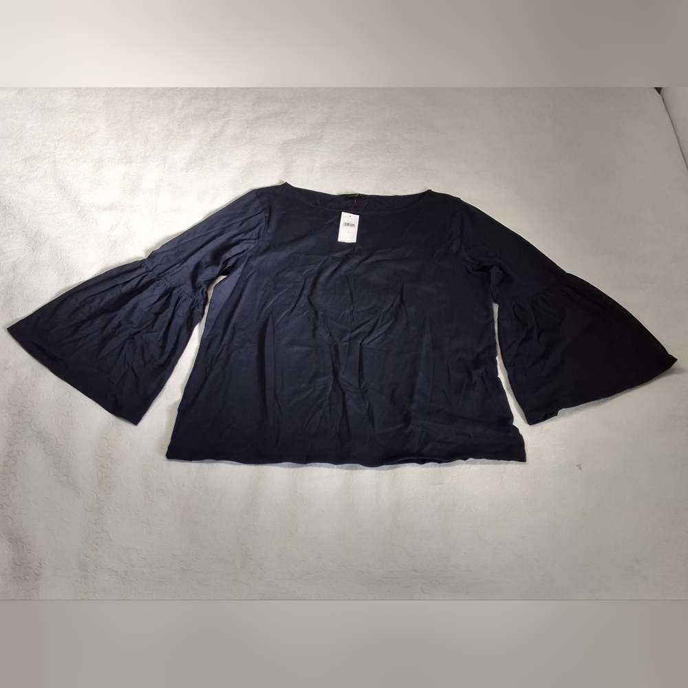 .NWT Banana Republic blue supima cotton bell sleeve Blouse size XL